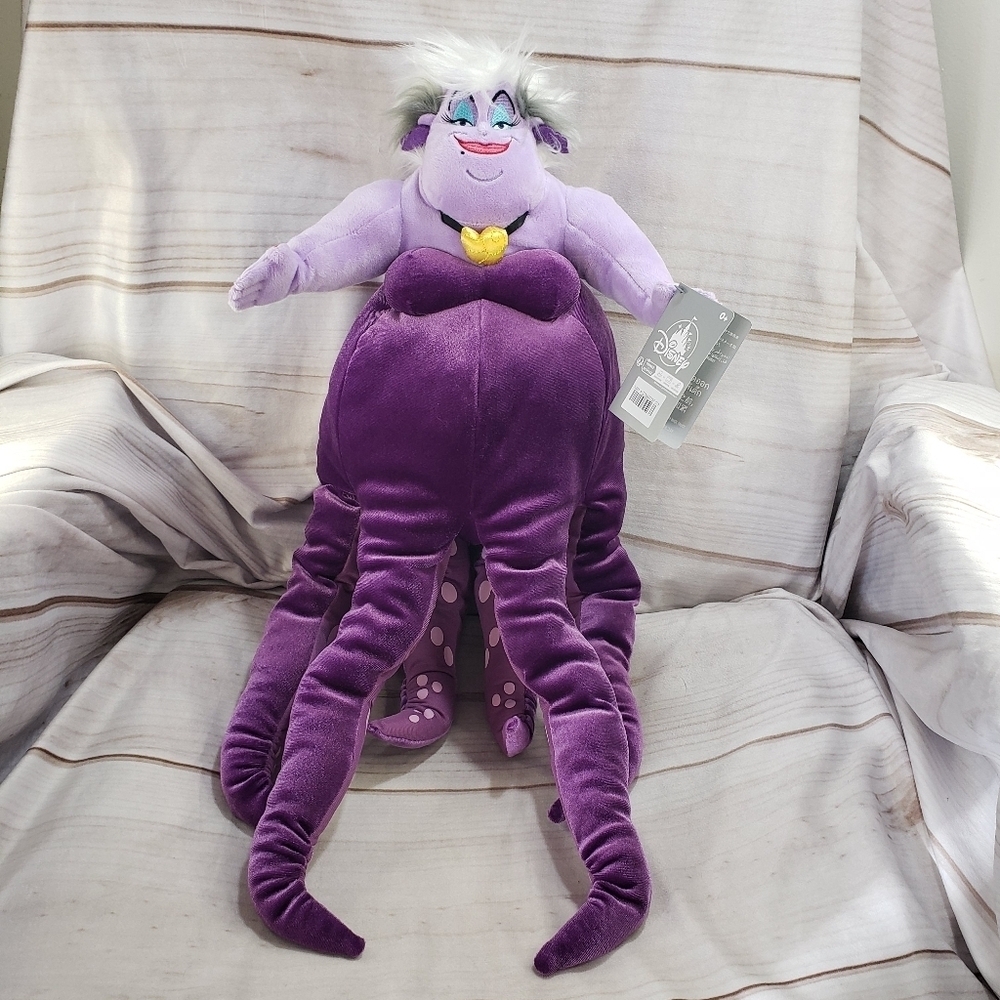 Disney Store Ursula Little Mermaid Plush Stuffed Toy Velour Velvet Purple 24 In